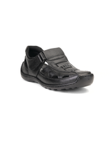 Comfort Walk Black Genuine Leather Pesawari Sandal For Men Cwm031016 C001