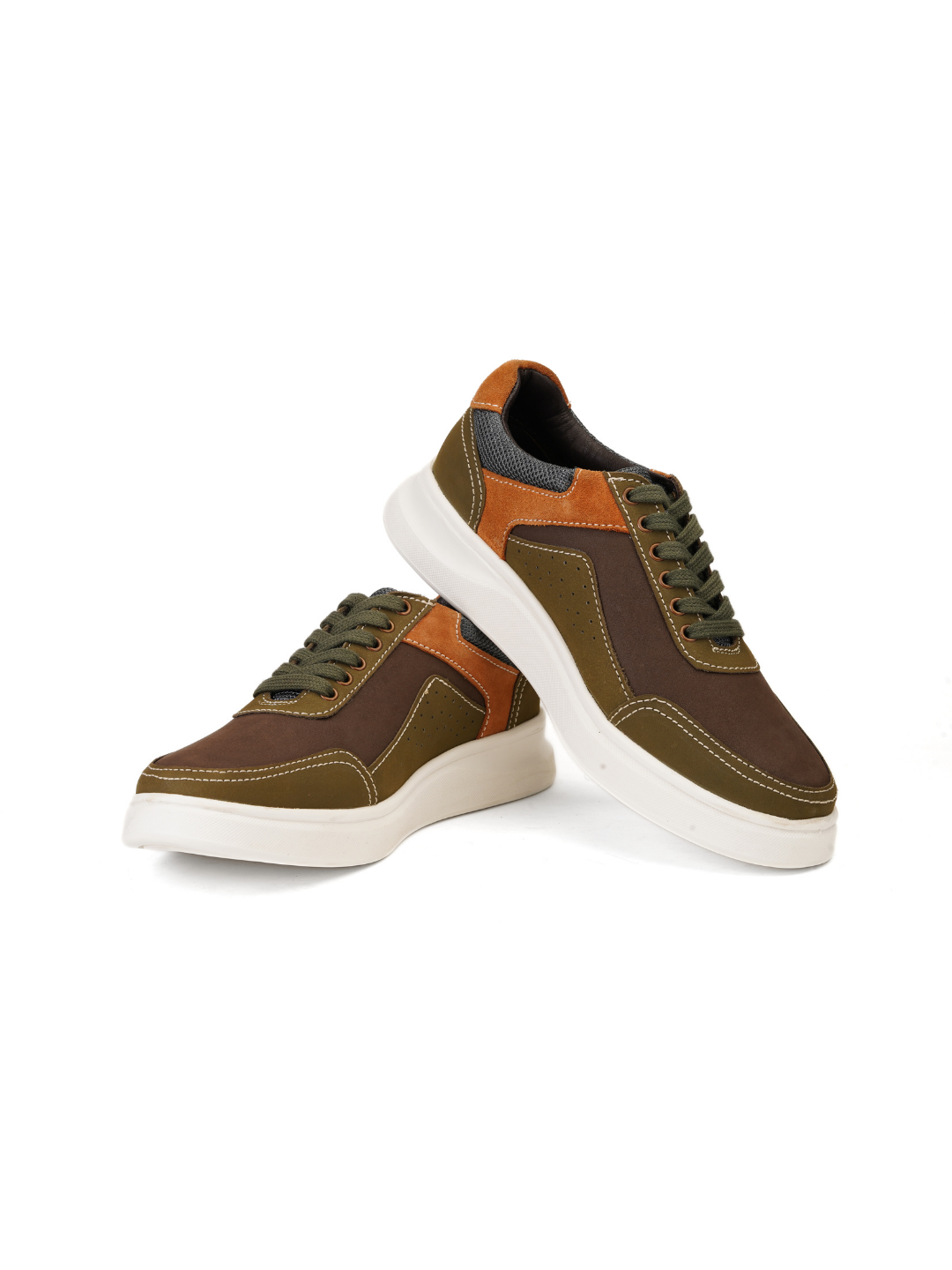 Extacy Brown/Olive Genuine Leather Sneaker For Men Exm010200 C746