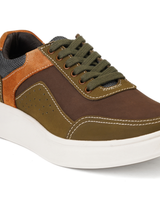Extacy Brown/Olive Genuine Leather Sneaker For Men Exm010200 C746