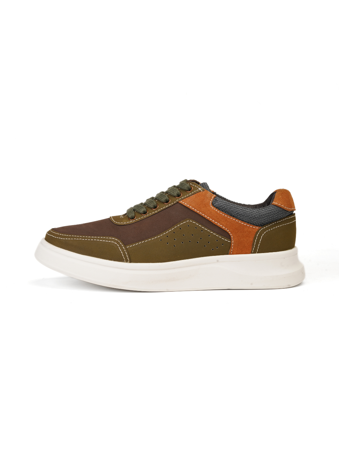 Extacy Brown/Olive Genuine Leather Sneaker For Men Exm010200 C746