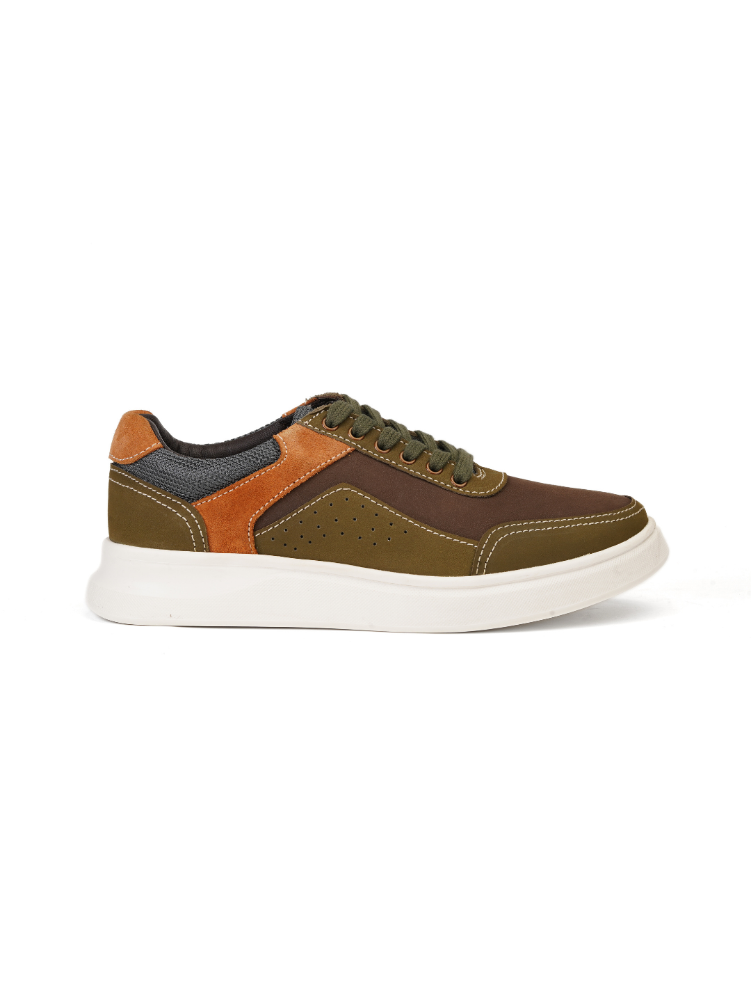 Extacy Brown/Olive Genuine Leather Sneaker For Men Exm010200 C746