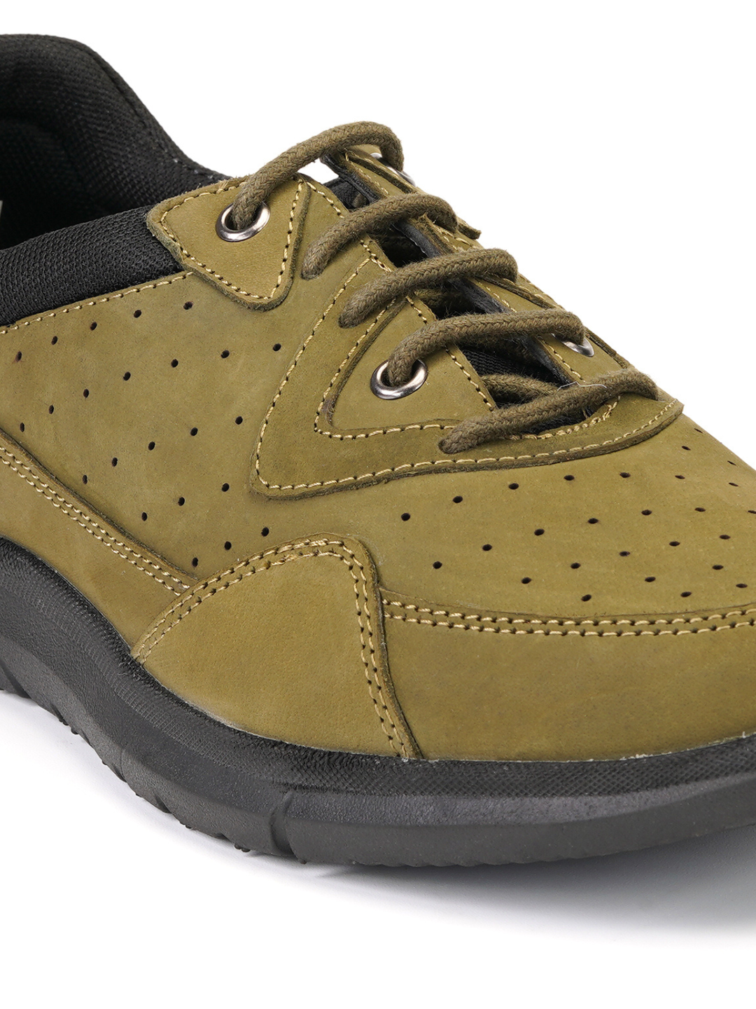 Extacy Olive Genuine Leather Derby Casual Shoes For Men Exm010203 C084