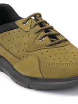 Extacy Olive Genuine Leather Derby Casual Shoes For Men Exm010203 C084