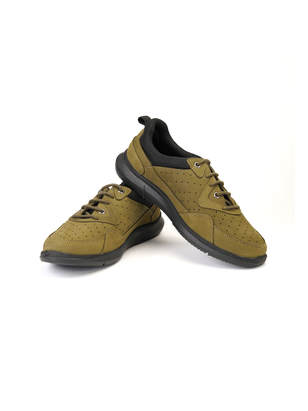 Extacy Olive Genuine Leather Derby Casual Shoes For Men Exm010203 C084