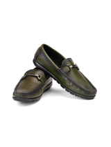 Extacy Olive Genuine Leather Loafer Sneaker For Men Exm010219 C084