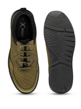 Extacy Olive Genuine Leather Derby Casual Shoes For Men Exm010203 C084