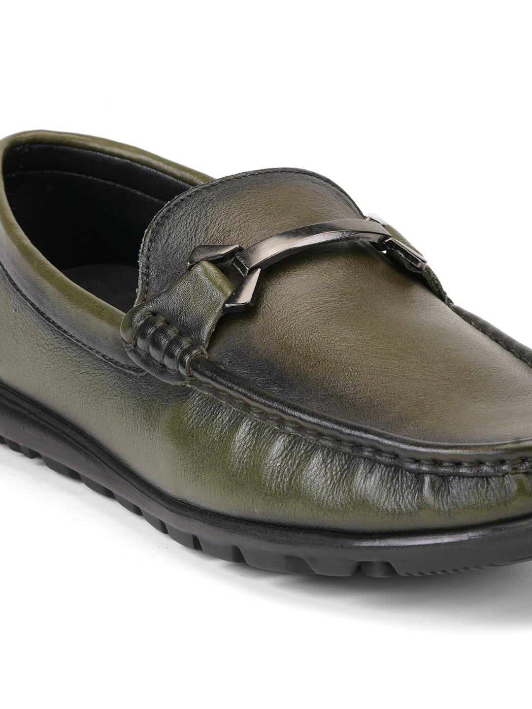 Extacy Olive Genuine Leather Loafer Sneaker For Men Exm010219 C084