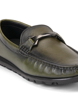Extacy Olive Genuine Leather Loafer Sneaker For Men Exm010219 C084