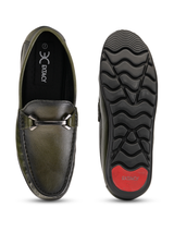 Extacy Olive Genuine Leather Loafer Sneaker For Men Exm010219 C084