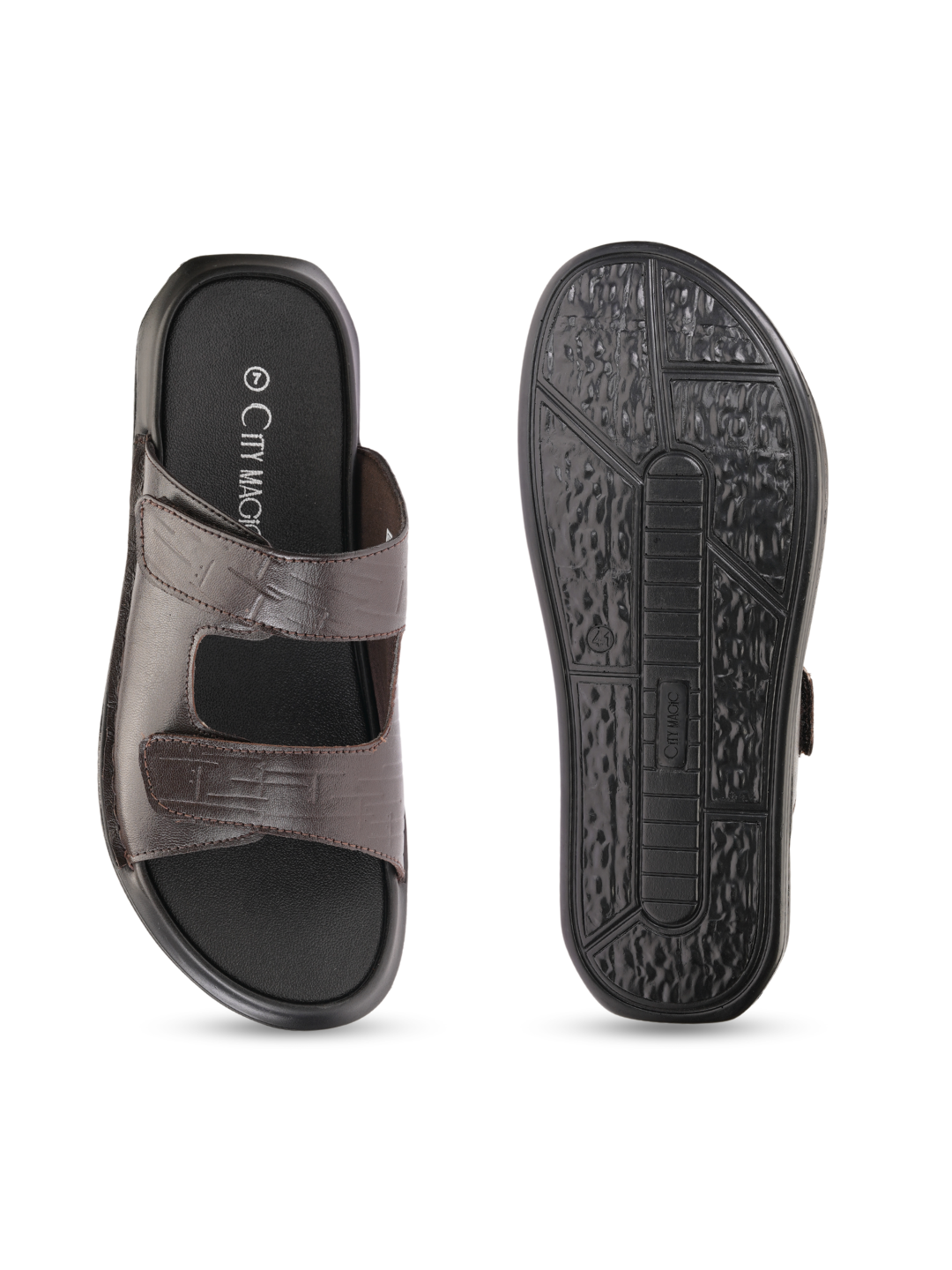City Magic Brown Genuine Leather Casual Slipper For Men Cmm041012 C003