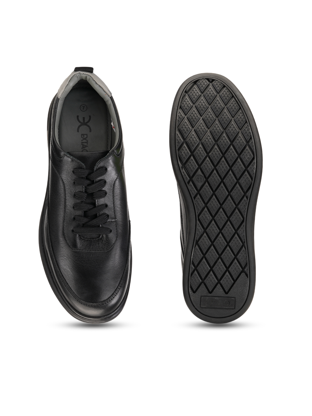 Extacy Black Genuine Leather Derby Casual Shoes For Men Exm010226 C001