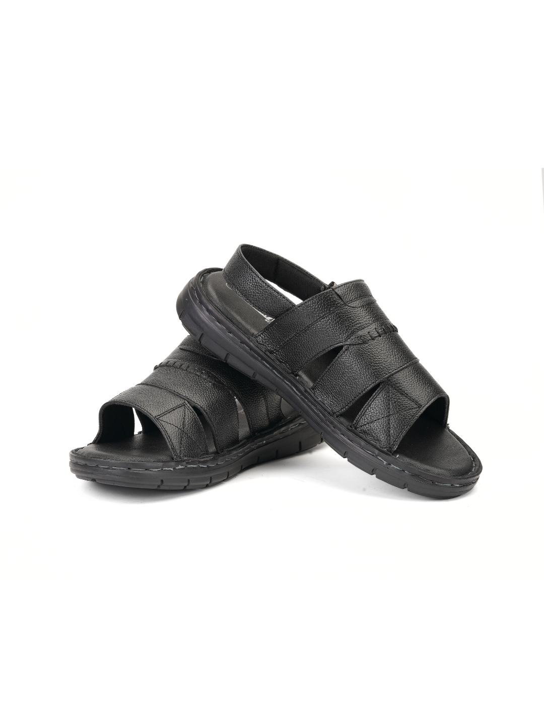 Comfort Walk Black Genuine Leather Formal Sandal For Men Cwm031009 C001
