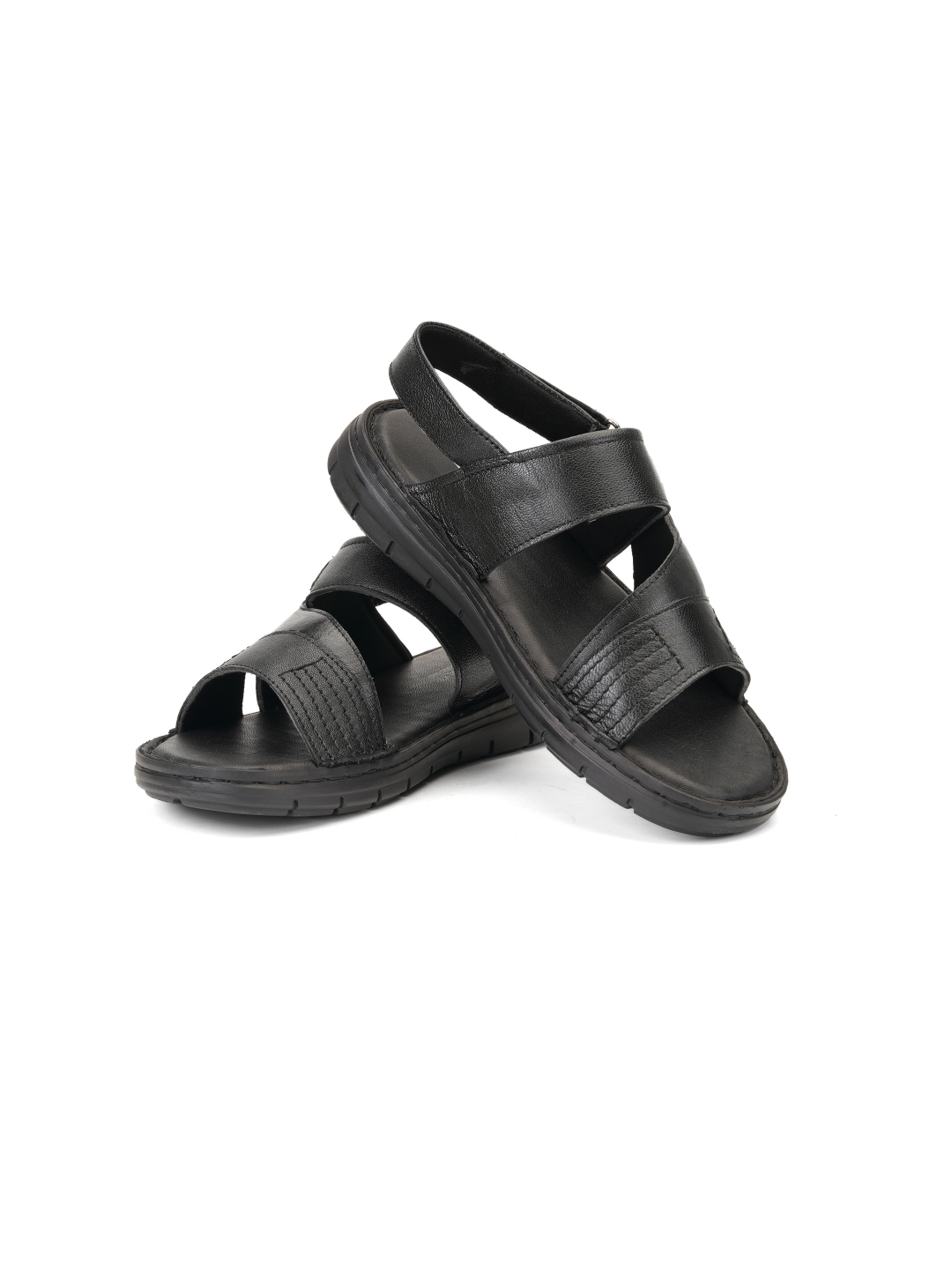 Comfort Walk Black Genuine Leather Formal Sandal For Men Cwm031010 C001