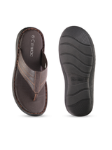 City Magic Brown Genuine Leather Thong Slipper For Men Cmm041011 C003
