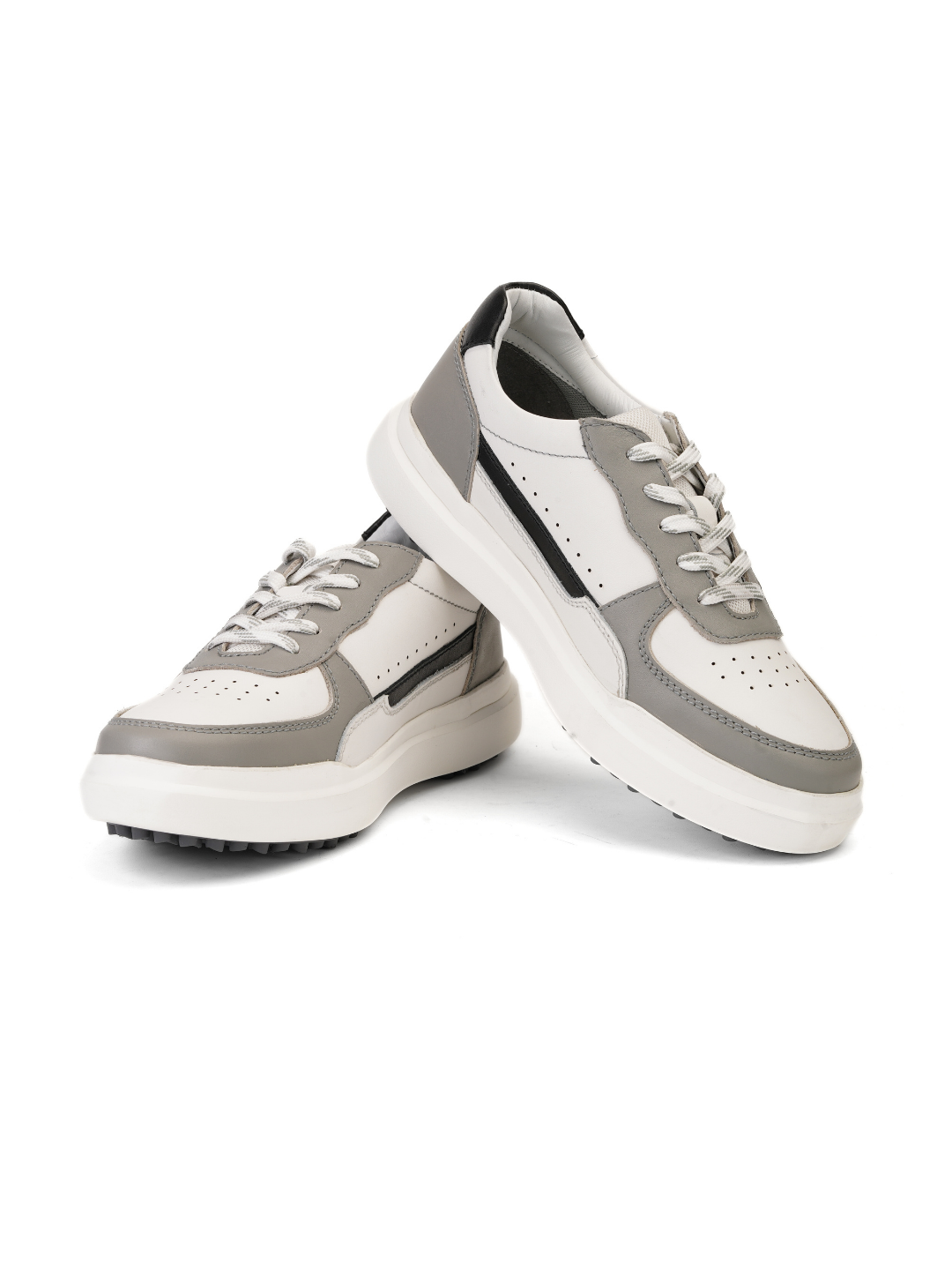 Extacy White/Grey Genuine Leather Sneaker For Men Exm010213 C499