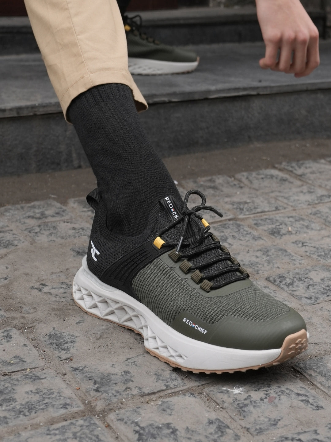 Red Chief Sports Black-Olive Walking Shoes For Men  W7014 F022