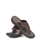 City Magic Brown Genuine Leather Thong Slipper For Men Cmm041011 C003