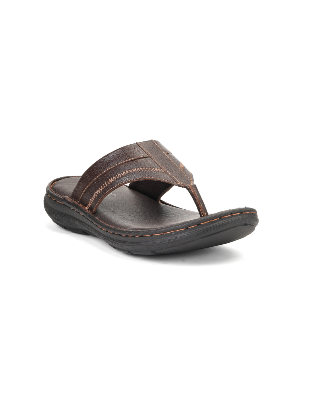 City Magic Brown Genuine Leather Thong Slipper For Men Cmm041011 C003