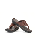 City Magic Brown Genuine Leather Thong Slipper For Men Cmm041010 C003