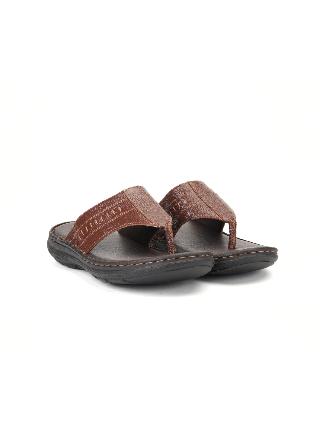 City Magic Brown Genuine Leather Thong Slipper For Men Cmm041010 C003