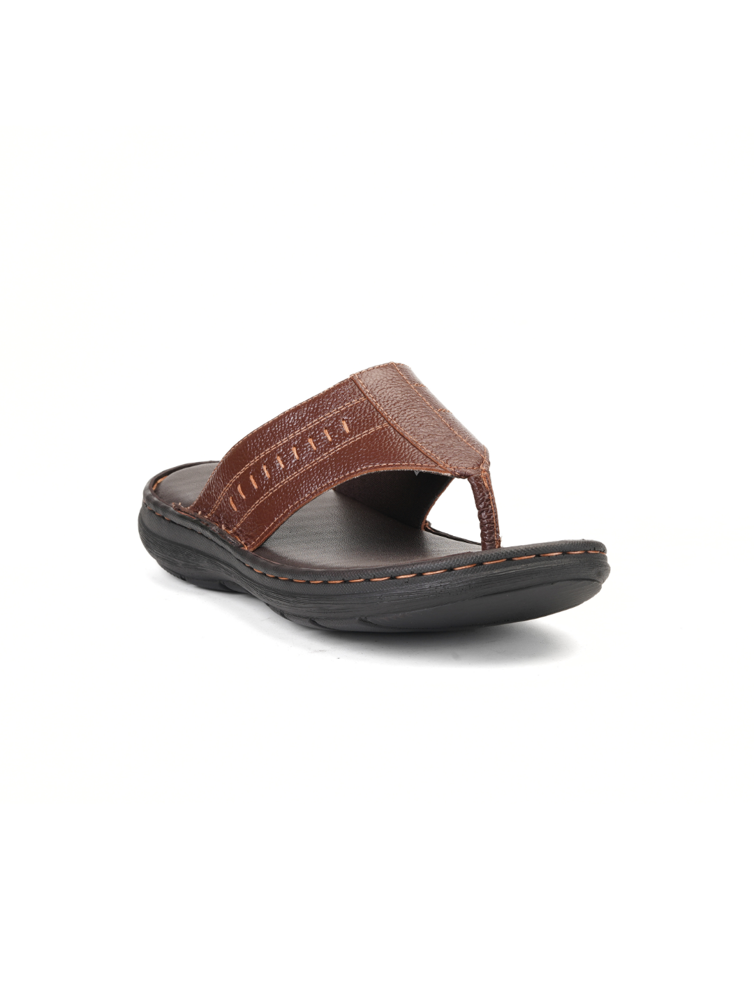 City Magic Brown Genuine Leather Thong Slipper For Men Cmm041010 C003
