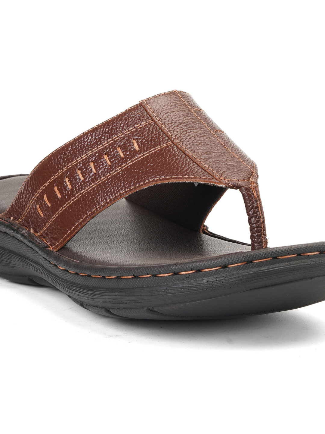 City Magic Brown Genuine Leather Thong Slipper For Men Cmm041010 C003