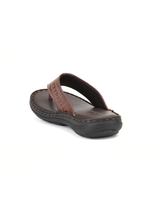 City Magic Brown Genuine Leather Thong Slipper For Men Cmm041010 C003
