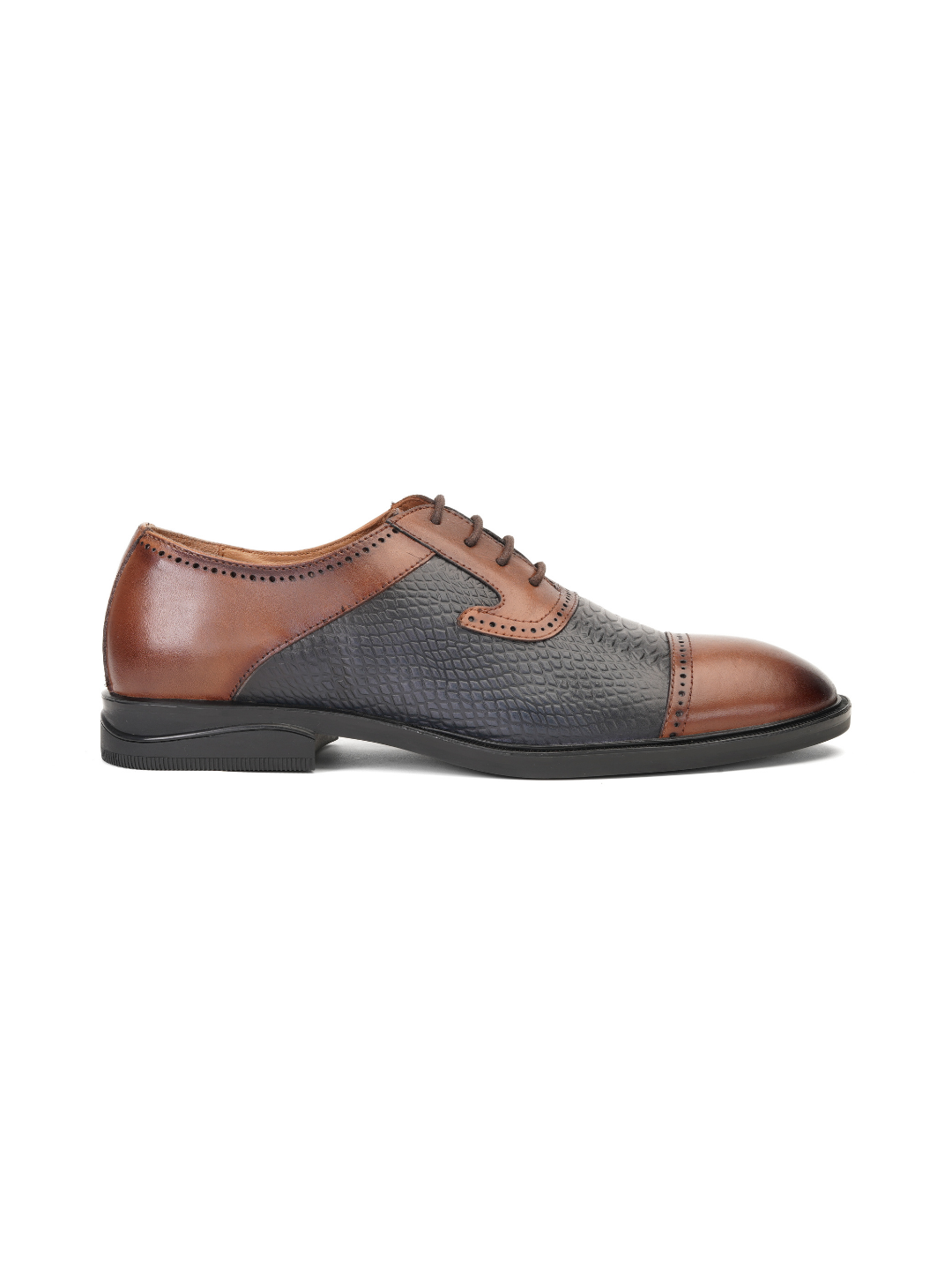 Extacy Blue/Tan Genuine Leather Oxford Formal Shoes For Men Exm010230 C736