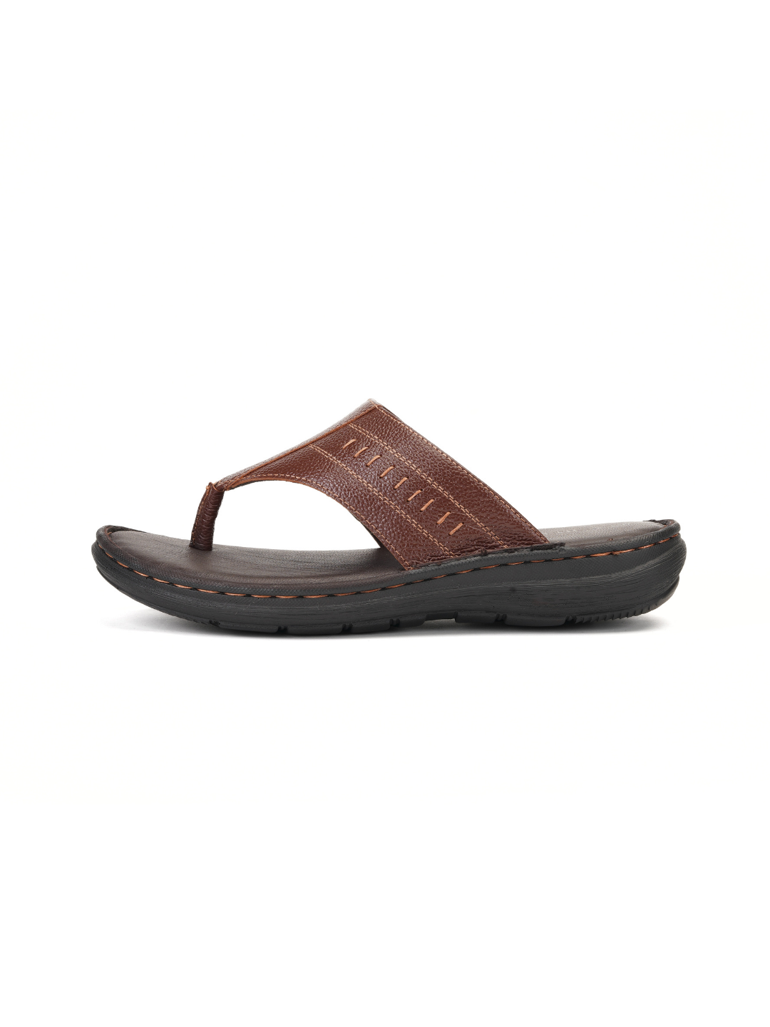 City Magic Brown Genuine Leather Thong Slipper For Men Cmm041010 C003