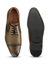Top Brass Olive Green Genuine Leather Derby Formal Shoes For Men Tbm021095 C665