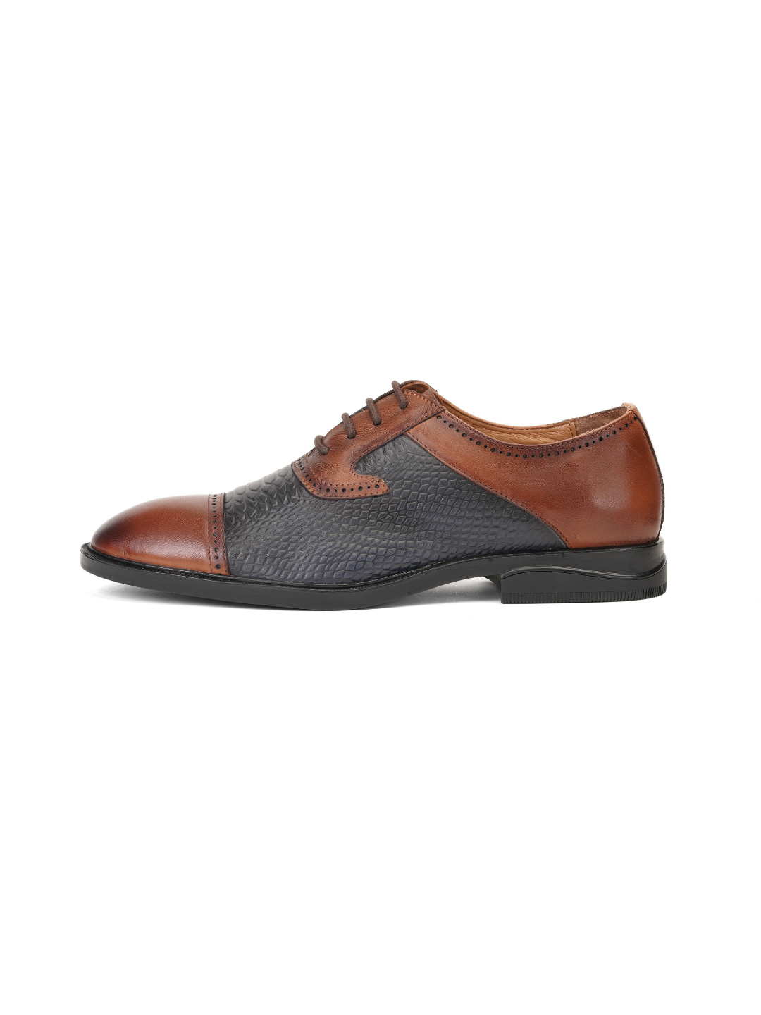 Extacy Blue/Tan Genuine Leather Oxford Formal Shoes For Men Exm010230 C736