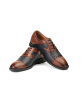 Extacy Blue/Tan Genuine Leather Oxford Formal Shoes For Men Exm010230 C736
