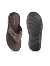 City Magic Brown Genuine Leather Thong Slipper For Men Cmm041009 C003
