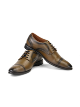 Top Brass Olive Green Genuine Leather Derby Formal Shoes For Men Tbm021095 C665