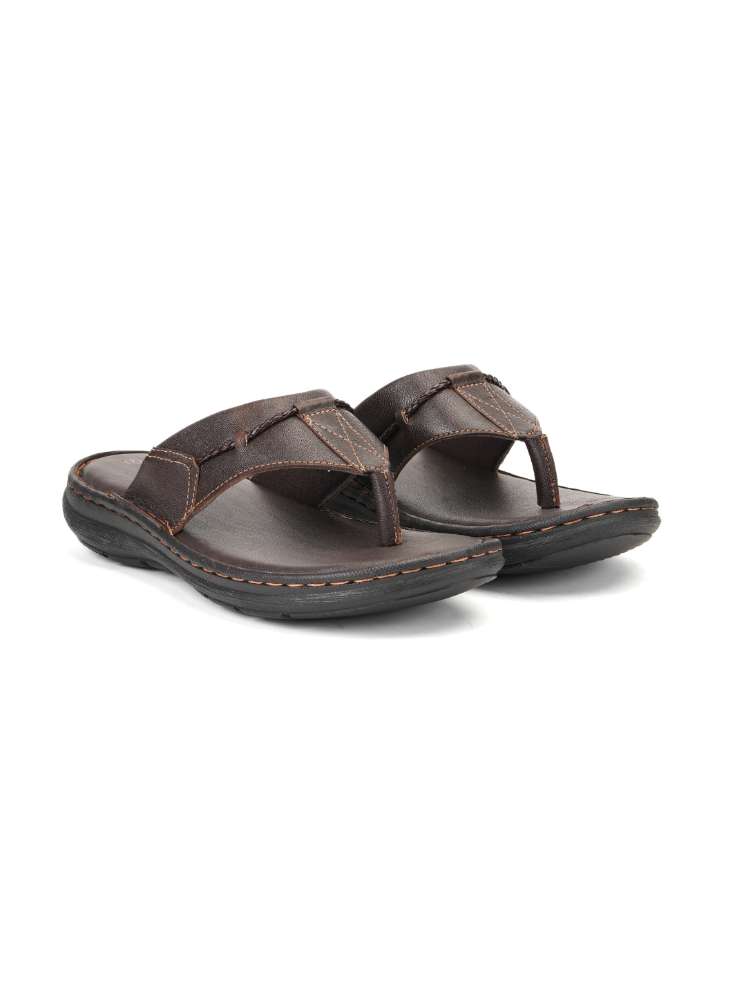 City Magic Brown Genuine Leather Thong Slipper For Men Cmm041009 C003