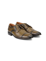 Top Brass Olive Green Genuine Leather Derby Formal Shoes For Men Tbm021095 C665