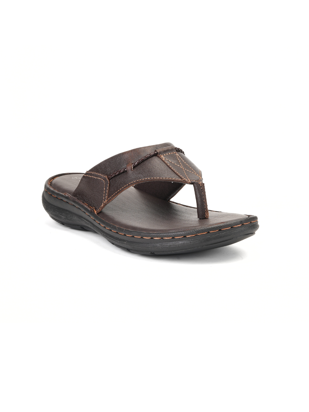 City Magic Brown Genuine Leather Thong Slipper For Men Cmm041009 C003