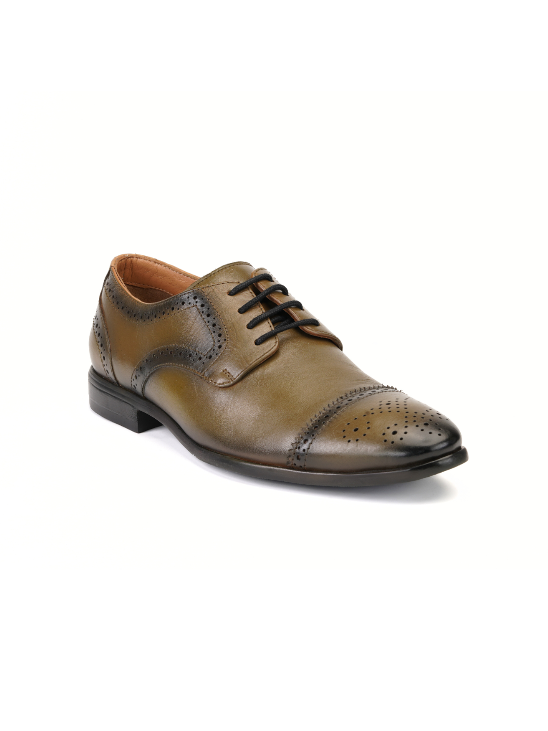Top Brass Olive Green Genuine Leather Derby Formal Shoes For Men Tbm021095 C665