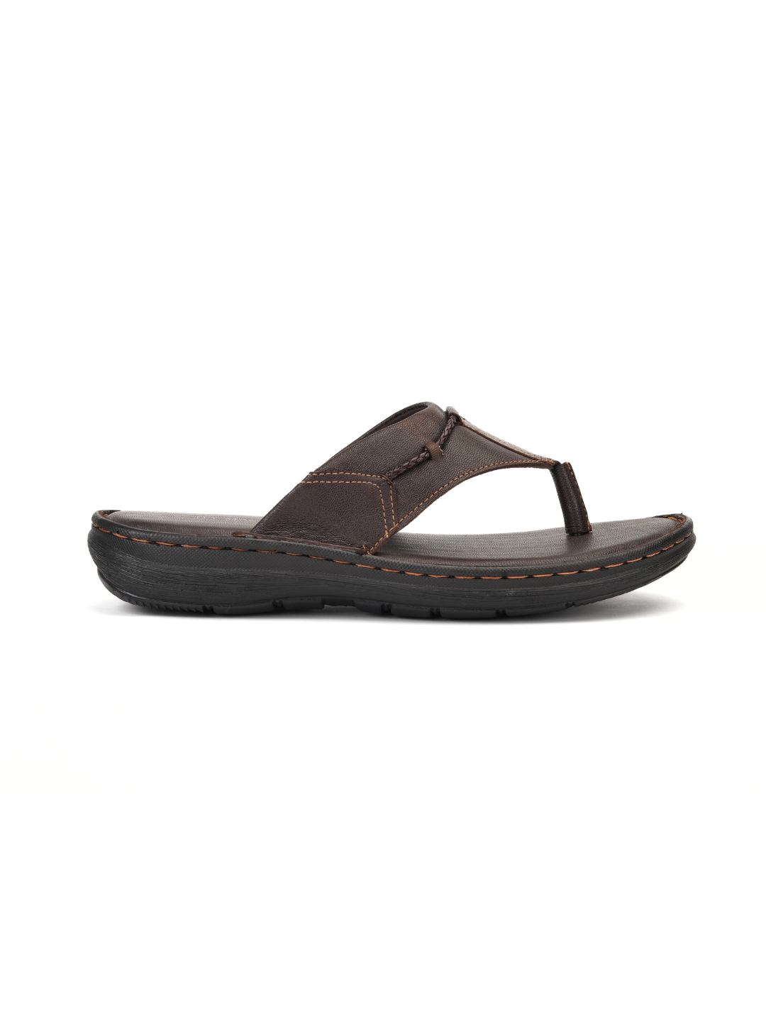 City Magic Brown Genuine Leather Thong Slipper For Men Cmm041009 C003