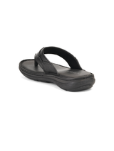 City Magic Black Genuine Leather Thong Slipper For Men Cmm041009 C001