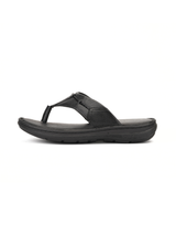 City Magic Black Genuine Leather Thong Slipper For Men Cmm041009 C001
