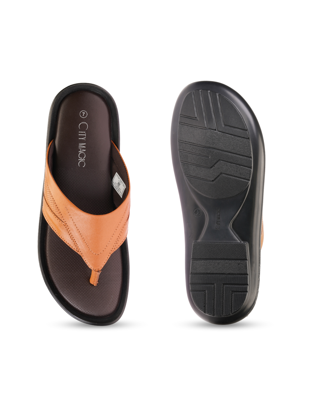City Magic Tan Genuine Leather Thong Slipper For Men Cmm041008 C006