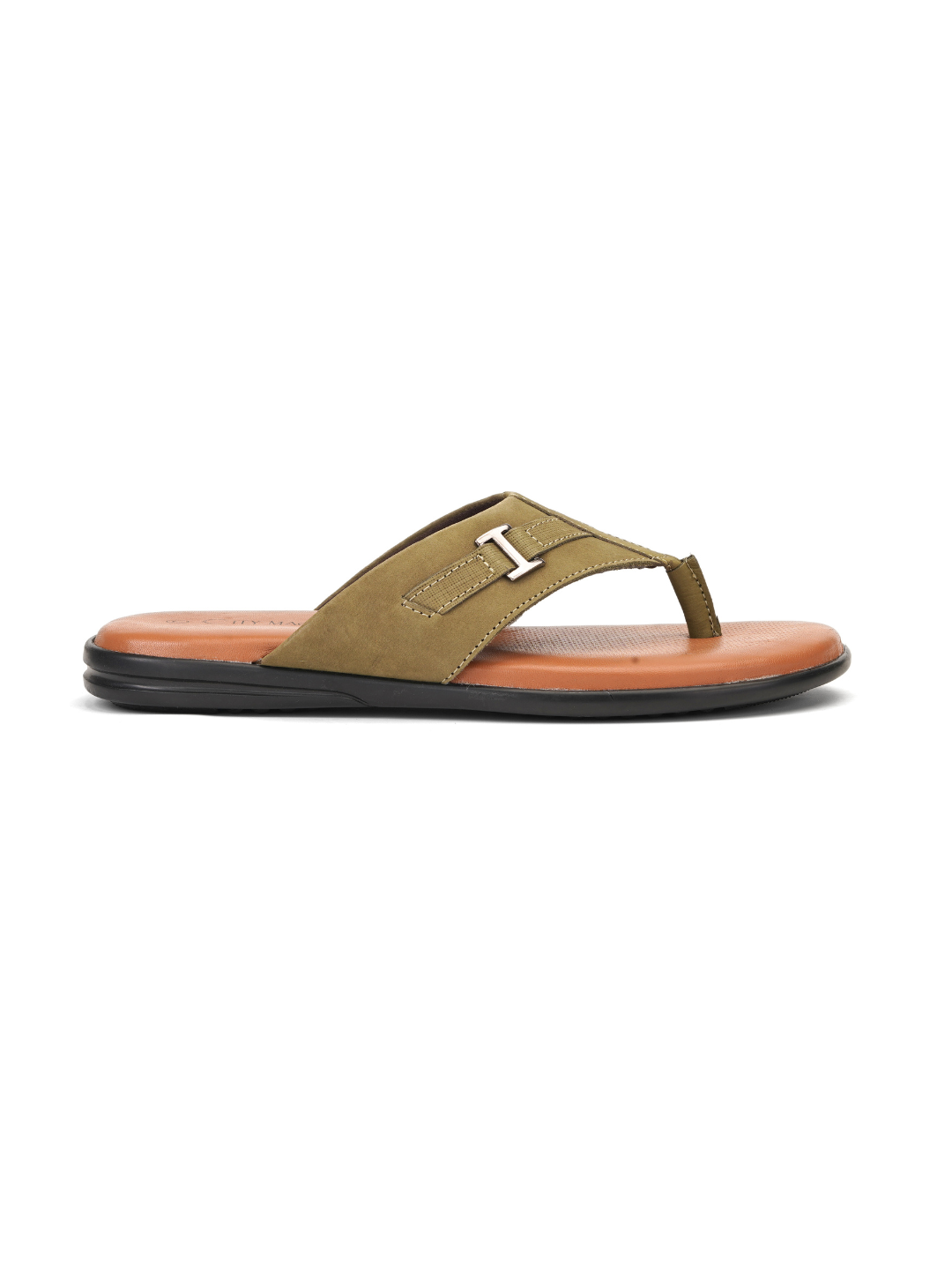 City Magic Olive Genuine Leather Thong Slipper For Men Cmm041004 C084