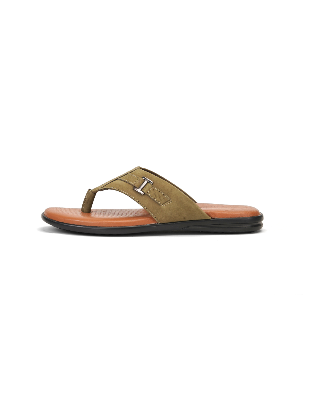 City Magic Olive Genuine Leather Thong Slipper For Men Cmm041004 C084