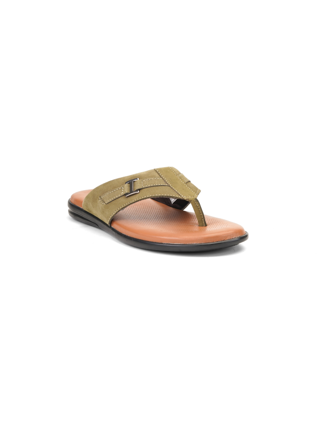 City Magic Olive Genuine Leather Thong Slipper For Men Cmm041004 C084
