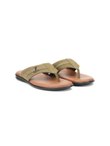 City Magic Olive Genuine Leather Thong Slipper For Men Cmm041004 C084