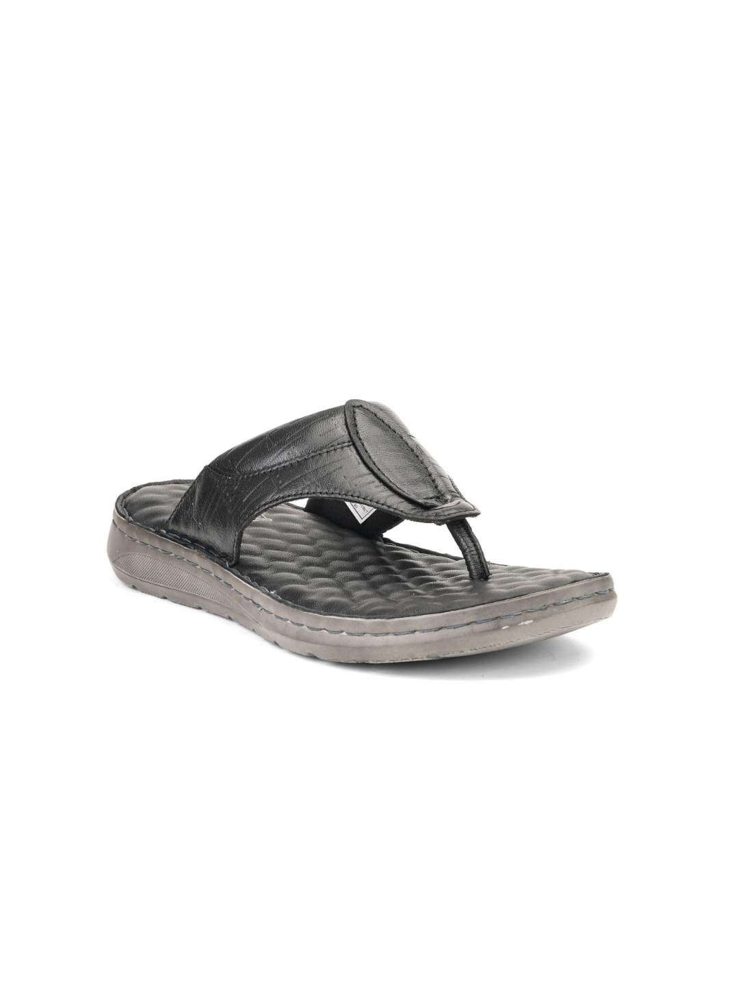 Comfort Walk Black Genuine Leather Thong Slipper For Men Cwm041014 C001