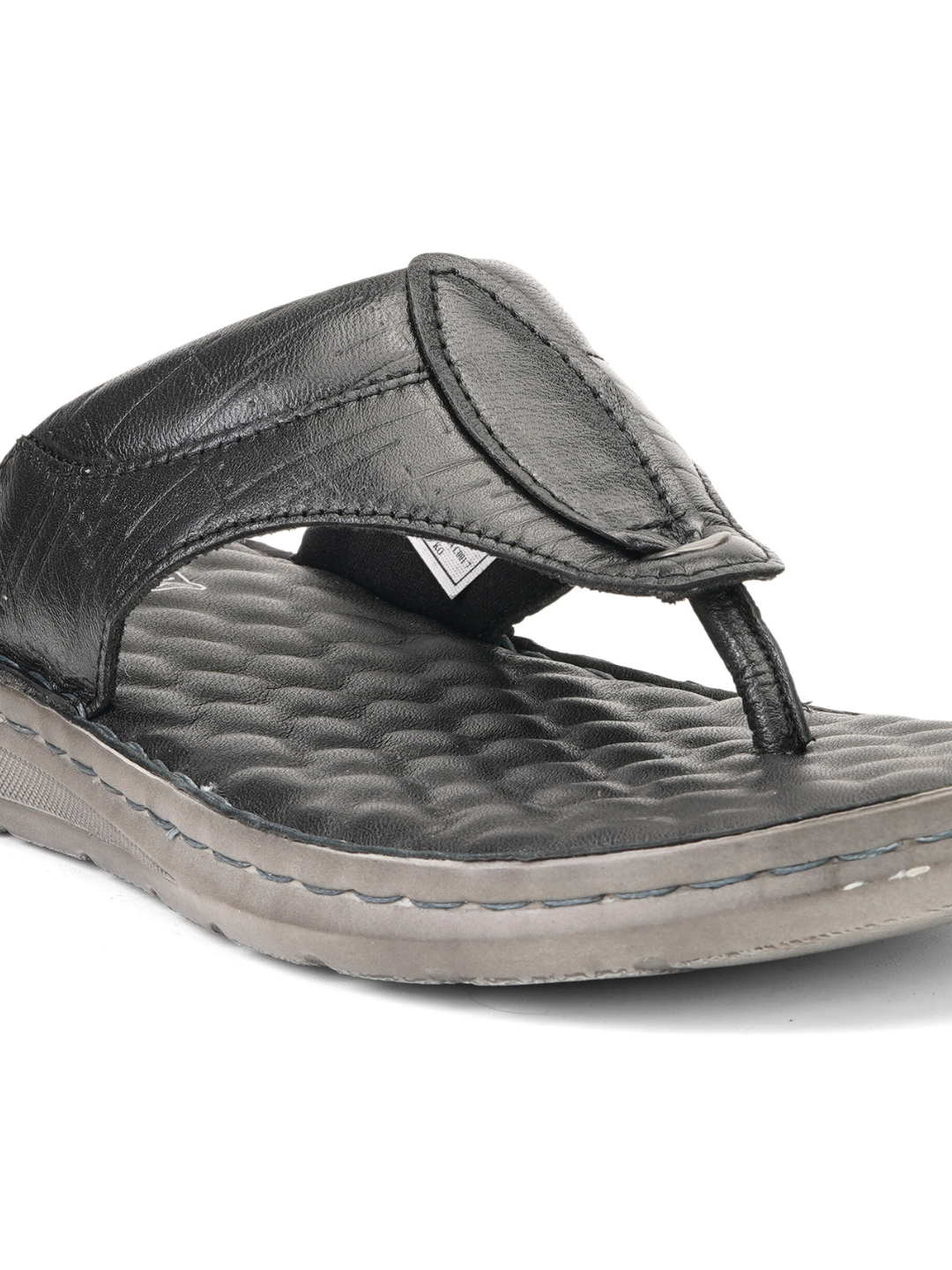 Comfort Walk Black Genuine Leather Thong Slipper For Men Cwm041014 C001