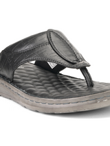 Comfort Walk Black Genuine Leather Thong Slipper For Men Cwm041014 C001