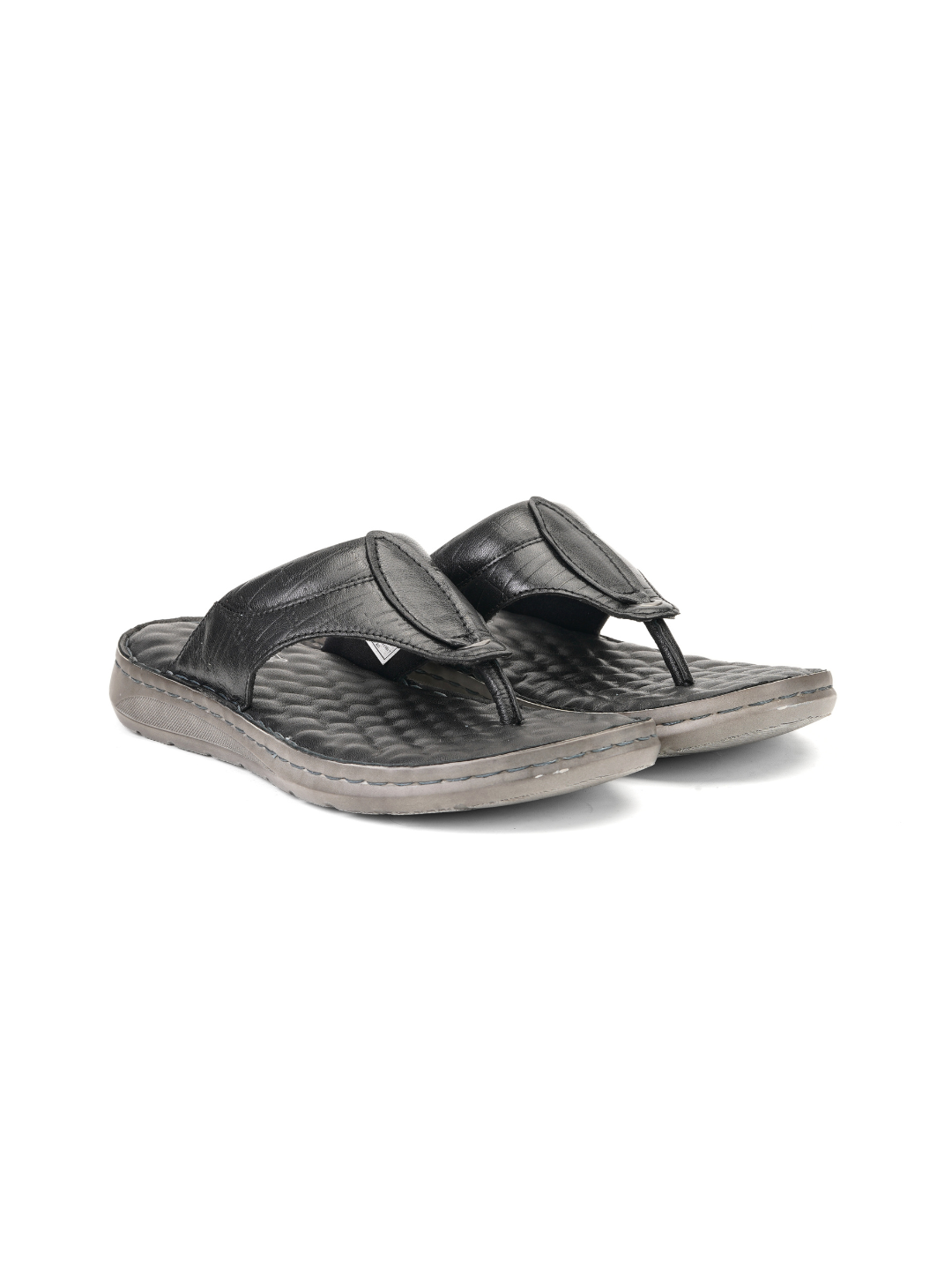Comfort Walk Black Genuine Leather Thong Slipper For Men Cwm041014 C001